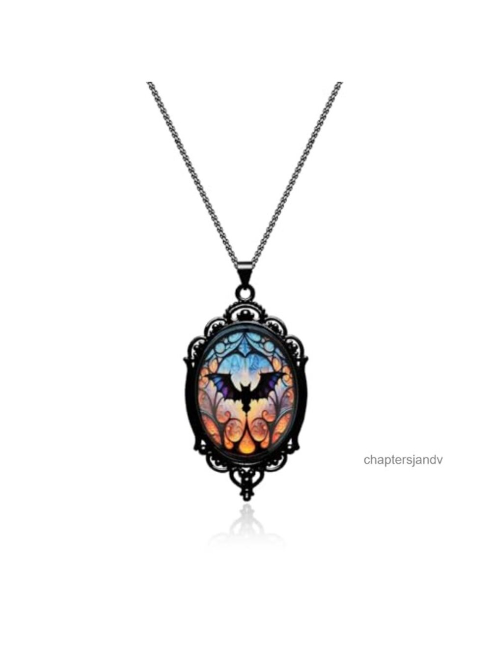 Gothic Bat Pendant Necklace 19.6" Lobster Clasp Halloween Costume Jewelry